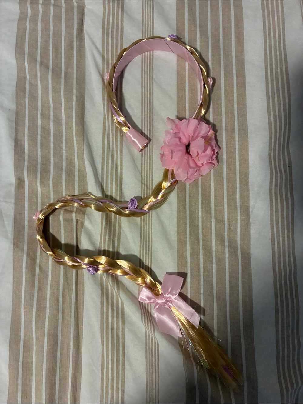 Pink Floral Braided Hairpiece Headband for Kids NEW